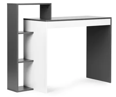 Produktbild von ModernHome CHDK07 Computertisch mit vier Ablagen, 110 x 40 cm, grau-weiß