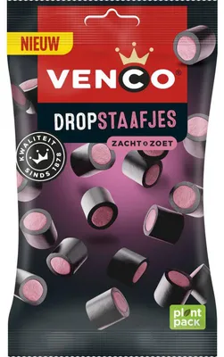 Produktbild von Venco Dropstaafjes 180g – Süße Lakritzstangen, klassischer Geschmack