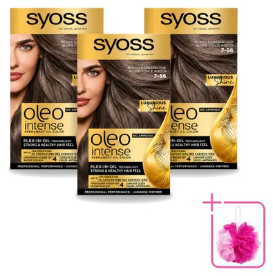 Image de 3 x Coloration capillaire SYOSS Oleo Intense 7-56 Moka Brun foncé, sans ammoniaque - Pack économique - 3 pièces
