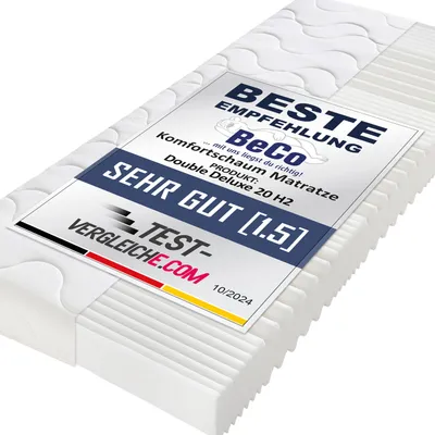 Produktbild von Komfortschaummatratze Double Deluxe 20, Größe:180 x 200 cm, Härtegrad:H2 (0 kg - 100 kg)