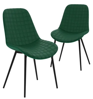 Produktbild von HAGO24 2er Set Esszimmerstühle Grün - Samt Komfortpolster ergonomisch 49cm Sitzhöhe schwarze Stahlbeine Polsterstuhl