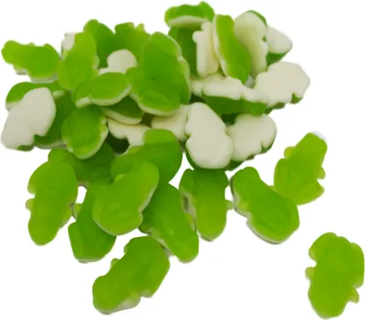 Fruchtgummi grüne Frösche mit weißem Schaumzucker Boden 1000g