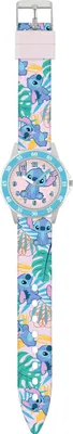 A Disney Lilo & Stitch watch with a colorful tropical print.