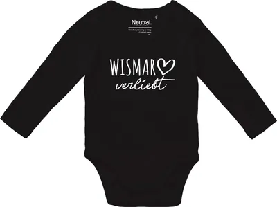 Produktbild von Huuraa Baby Body Wismar verliebt 68 Black  Baumwolle Fairtrade Langarmbody Geschenkidee