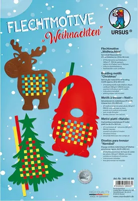Produktbild von URSUS Flechtmotive „Weihnachten“, Bastelset für Kinder, Mehrfarbig