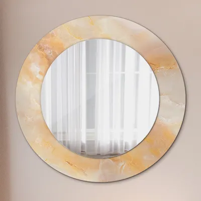 Produktbild von Runder Spiegel mit Modernem Aufdruck - Dekospiegel Wandmontage -marmor onyx- Ø60cm