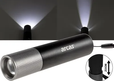 Produktbild von Arcas Pocket flashlight 3W, rechargeable USB-C, black, ARCAS