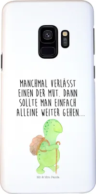 Produktbild von Mr. & Mrs. Panda Samsung Galaxy S9 Handyhülle Schildkröte Wanderer - Weiß - Geschenk, Handy Schutzhülle, Motivationsspruch, Cover, Schildkröten, Rucksack, Motivation