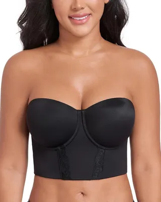 Produktbild von BH ohne Bügel, mit voller Deckung und Push-Up-Effekt, schwarz