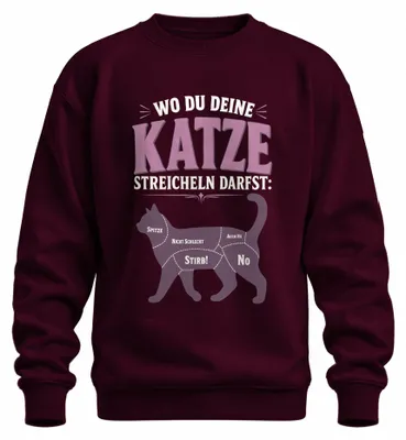 Zdjęcie produktu dla Bluza z napisem "Gdzie możesz pogłaskać kota", sarkastyczna, w kolorze bordo, rozmiar L