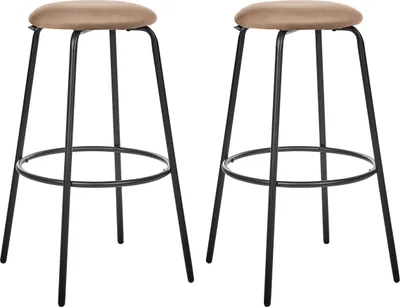 Produktbild von BELIANI Barhocker Hellbraun Samt und Metall ohne Lehne mit Fußstützen Retro Design Sitzmöbel Wohnzommer Küche Bar Wohnküche Ausstattung