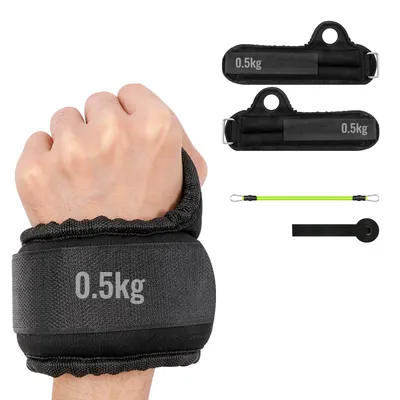 Produktbild von 2 Paar Gewichts Manschetten 0.5kg pro Stück, TPE Material mit Stahlkugeln, verstellbar, für Krafttraining, Rehabilitation, Fitness, inkl. Tragetasche