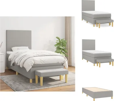 Produktbild von vidaXL Boxspringbett mit Matratze Hellgrau 100x200 cm Stoff -  Betten & Bettgestelle