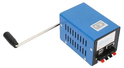 Produktbild von Handgenerator - USB Generator - Tragbare Notstromversorgung - Blau - Hochleistungs-Kurbelgenerator - Externe Survival-Batterie -...