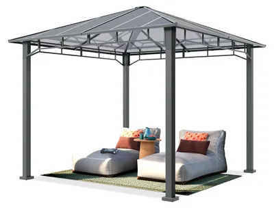 Image de TOOLPORT Pavillon de jardin 3x3 m, cadre alu, toit polycarbonate 8 mm