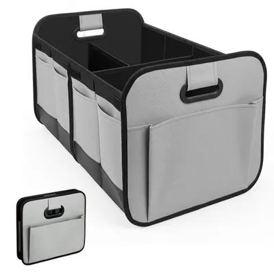 Obrázok produktu pre Organizér do kufra, sivý, vyrobený z materiálu Oxford 600D, skladací, s priehradkami a rúčkou na prenášanie