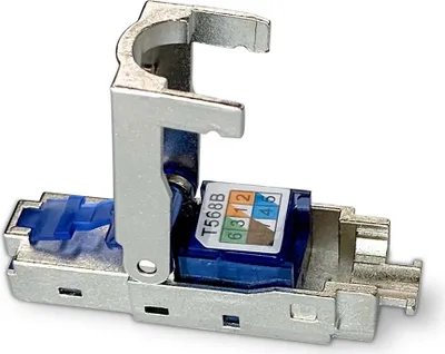 Produktbild von Nedis RJ45-Stecker - Stecker - Toolless CAT6 / CAT6a - Gerade - Vergoldet - 2 Stück - Metall - Blau / Grau - Box