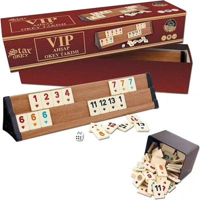 Image de Jeu de Rummy en bois avec des pions en mélamine, pour 2 à 4 joueurs