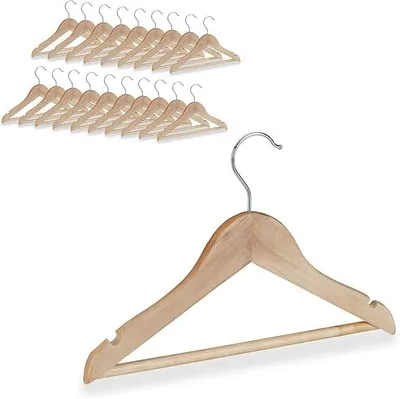 Produktbild von PolkaHome® Kinderkleiderbügel aus Holz, 20 Stück, Baby- & Kinderbügel mit drehbarem Haken, für Hemden, Blusen, Röcke, Natur