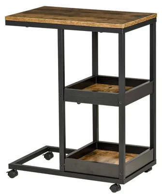 Obrázok produktu pre Príkonový stolík tvaru "C" s úložným priestorom | Farba: tmavohnedá + čierna | Rozmery: 51 x 33 x 66 cm