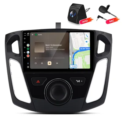 Immagine prodotto di Autoradio 4+64GB con telecamera e microfono, compatibile con Ford Focus III (2011-2019), con funzionalità Carplay, Android Auto, radio multimediale, navigatore GPS, Wi-Fi, Bluetooth, DAB+RDS e controllo al volante