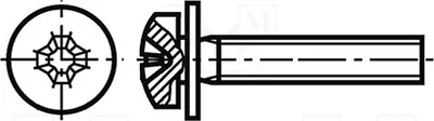 Immagine prodotto di 100 viti M4x12, zincate, codice 1370197. Viti a testa cilindrica PH2, lunghezza 0,7