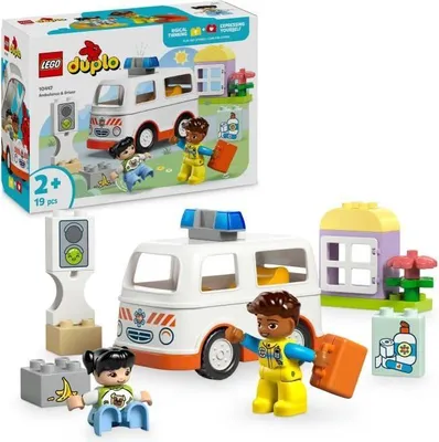 Immagine prodotto di LEGO DUPLO Ambulanza e autista, giocattolo educativo interattivo per bambini dai 2 anni in su, 19 pezzi