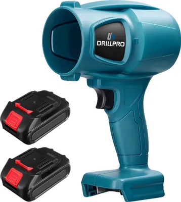 Produktbild von Drillpro Turbinen Gebläse mit Bürstenmotor,Laubbläser Gebläse Laubsauger, Leicht & Leistungsstark, Stufenlose Geschwindigkeitsregelung, mit 2 Akkus