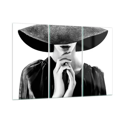 Produktbild von Bilder auf glas - 3 Teile - Frau Hände Hut - 165x110cm - Glasbilder - Wandbilder - Bilder - zum Aufhängen bereit - Wanddekoration aus Glas - Glas Bilder - Wandbild auf Glas - GCE165x110-5128