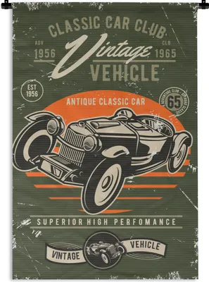 Produktbild von MuchoWow® Wandteppich Wandbehang Oldtimer - Auto - Oldtimer 90x135 cm Tapisserie Dekoration Wandtuch - Baumwolle - Wandskulptur