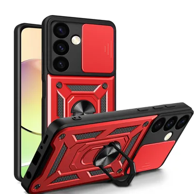 Produktbild von Outdoor Panzer Hülle für Samsung Galaxy S24 mit Kameraschutz Ringhalter Bumper Rot