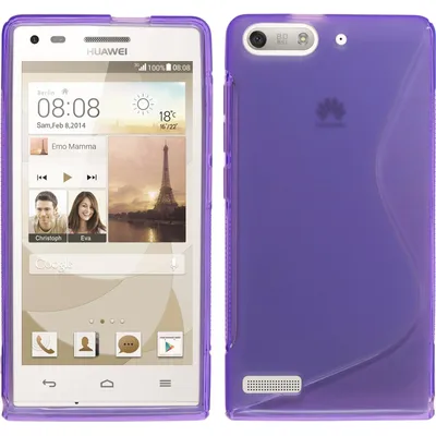 Produktbild von PhoneNatic Case kompatibel mit Huawei Ascend P7 Mini - lila Silikon Hülle S-Style + 2 Schutzfolien