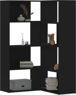 Image de Maison Exclusive - Bibliothèque d'angle à 4 niveaux noir bois d'ingénierie