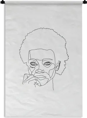 Produktbild von MuchoWow® Wandteppich Wandbehang Frauen - Strichzeichnung - Gesicht 90x135 cm Tapisserie Dekoration Wandtuch - Baumwolle - Wandskulptur