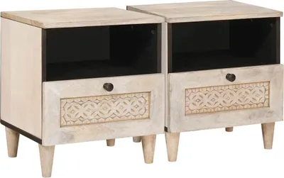 Imagen del producto de Mesa de noche 2 uds. Blanco 40 x 33 x 46 cm