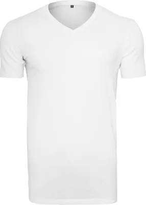 Image de Build Your Brand - T-shirt à col en V pour hommes/femmes Unie LT2003 (S) (Blanc)
