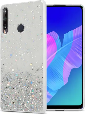 Produktbild von Cadorabo Hülle für Huawei P40 LITE E in Transparent mit Glitter Schutzhülle aus flexiblem TPU Silikon mit funkelnden Glitter Case Cover Etui Handy Hülle