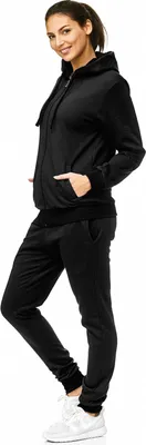 Produktbild von Damen Jogginganzug einfarbig 100% Baumwolle 586 Schwarz S