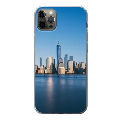Produktbild von MuchoWow® Handyhülle Schutzhülle Hülle für iPhone 12 Pro Max New York - Skyline - Blau Silikon Softcase Handy Hülle - Hartschale