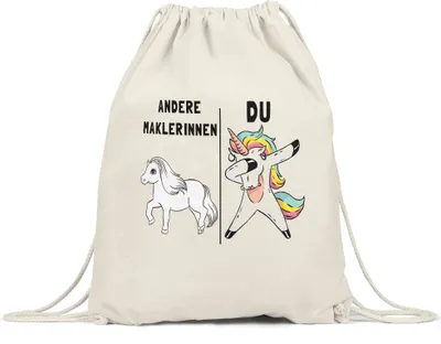 Produktbild von Andere Maklerinnen Du Turnbeutel Gymsack  Pferd Einhorn Humor Lustig Unicorn Geschenk Apotheke