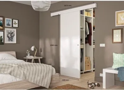 Image de OPTIMUM - Kit porte coulissante blanche + rail blanc + baguette - H 204 x L 93 x P 4 cm