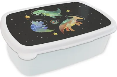 Produktbild von KitchenYeah® Lunchbox Brotzeit Brotdose 17x11 cm Sterne - Dinosaurier - Kind - Mädchen - Jungen - Kinder - Kinder Kinder Brotzeitdose - Lunch Box - Kinder - Sandwich-Box - Schulbox - Lunch Boxen