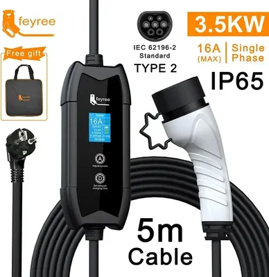 Image de Chargeur EV portable, capacité 3,5 kW, courant réglable 16A, type2 3,5 kW 16A