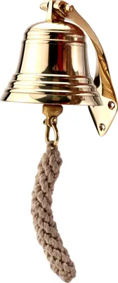 Produktbild von Schiffsglocke Messing gold mit Wandhalter & Bändsel Ø: 10cm schwere Ausführung