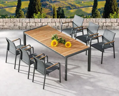 Produktbild von BEST 7-tlg. Paros+Tisch Paros 210x90cm anthrazit, 94170258 grau