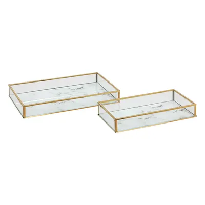Produktbild von Dekorative Tabletts ROSIO, Marmor- und Goldmuster, 2er-Set