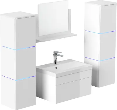 Produktbild von HOME DELUXE - Badmöbel-Set - WANGEROOGE Weiß - X-Large - inkl. Waschbecken und komplettem Zubehör - Breite Waschbecken: ca. 60cm I Badezimmermöbel Waschtisch Badmöbelset