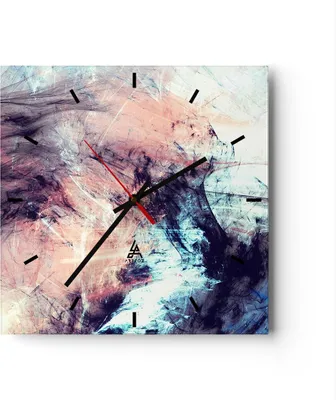 Produktbild von Wanduhr - Quadrat - Glasuhr - Abstraktion modern - 30x30cm - Schleichendes Uhrwerk - Lautlos - zum Aufhängen bereit - Dekoration Modern - Wanddekoration aus Glas - C3AC30x30-3423