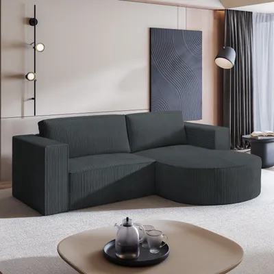 Produktbild von Masseno Ecksofa SORELA P R-S mit Schlaffunktion L-Form, Sofa mit Bettkasten, Wohnzimmersofa, Couch, Soffa, Bettsofa, Couchgarnitur- Grau, POSO 34