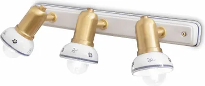 Produktbild von Spot Lampe Keramik Metall E14 verstellbar in Weiß Beerendekor Rot Messing matt 3-flammig länglich